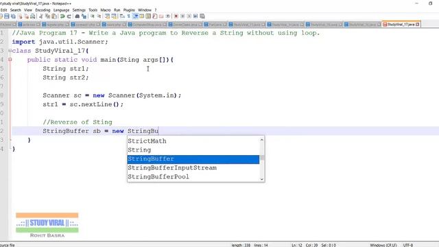 Java Program 17 - Java Program to Print Reverse of String Without Using Loop - Study Viral смотреть онлайн