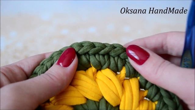 Сумка из трикотажной пряжи. Мастер класс. Crochet pattern. смотреть онлайн