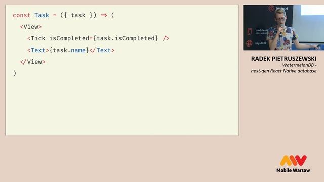 Mobile Warsaw #66 — Radek Pietruszewski — WatermelonDB: Next-gen React Native database смотреть онлайн