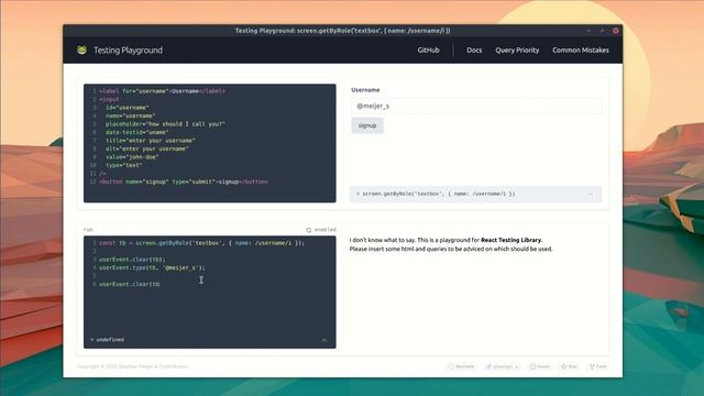 Testing Playground - User Event смотреть онлайн