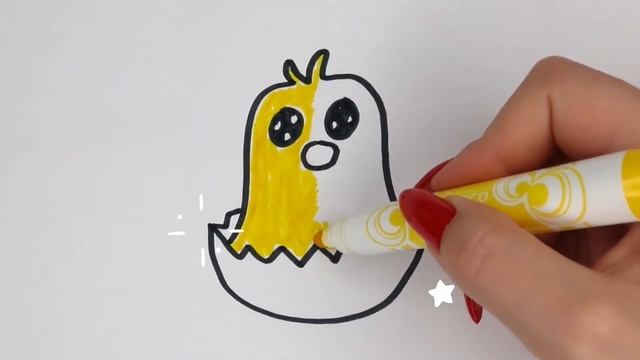 Раскраска для детей Цыпленок.Как нарисовать Цыпленка смотреть онлайн