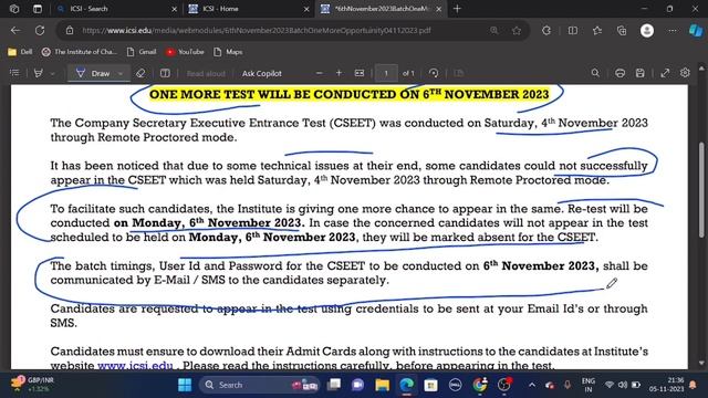 CSEET November 2023 RE- Exam User Id,Password & Timing New Announcement by ICSI смотреть онлайн