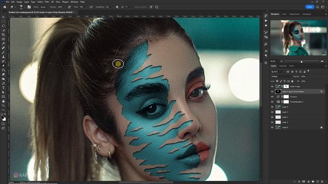 Broken Face Makeup Effect Photoshop Tutorial смотреть онлайн