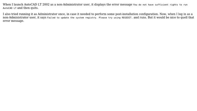 How to run AutoCAD LT 2002 as a non-Administrator user? смотреть онлайн