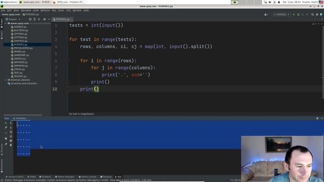 Решение задачи «PCROSS1 - Cross Pattern (Act 1)» с сайта spoj.com на python смотреть онлайн