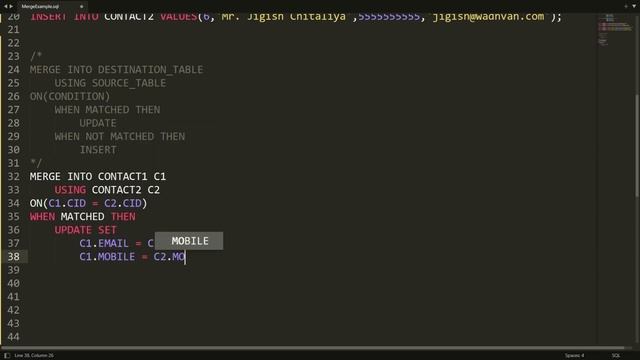 Merge Statement in SQL Oracle - Practical Demo of merging two contact tables смотреть онлайн