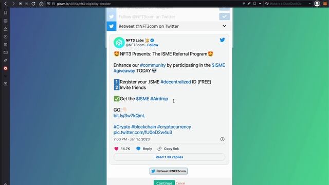 Получаем токены $ISME от гем проекта NFT3 Labs смотреть онлайн