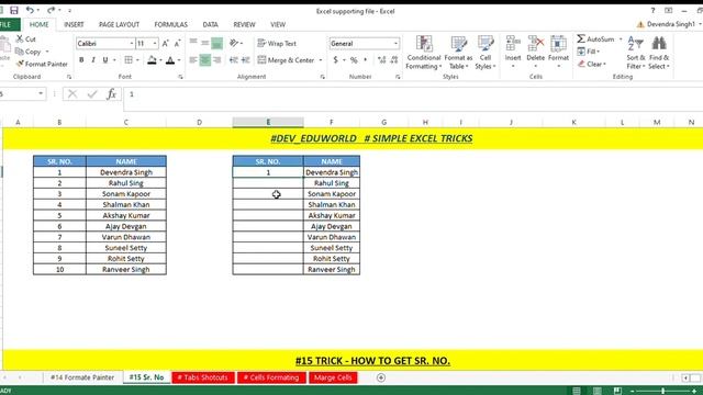 #15 Excel Tricks,Basic Excel, Advance Excel,Beginners,Auto fill Serial no., Shortcuts, смотреть онлайн