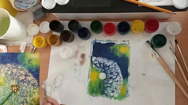 14 Одуванчик. Рисуем вместе гуашью. Для детей любого возраста. смотреть онлайн
