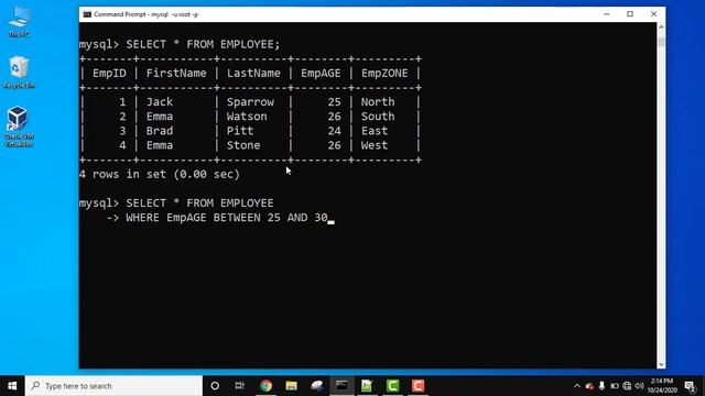 MySQL BETWEEN operator смотреть онлайн