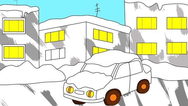 Раскраска из Мультфильма   Зима, Снег и Снегоуборочные Машины