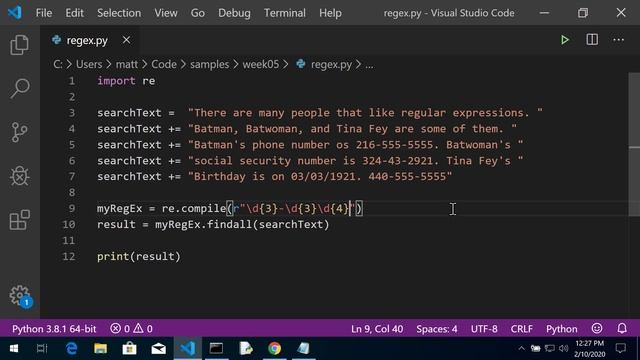 IT 2750 - Using Regular Expressions in Python смотреть онлайн