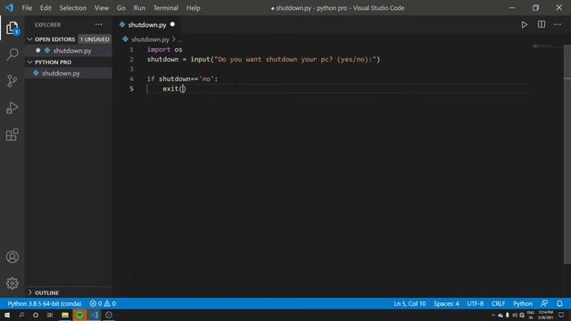 shutdown your computer using python code | python code | python in hindi смотреть онлайн