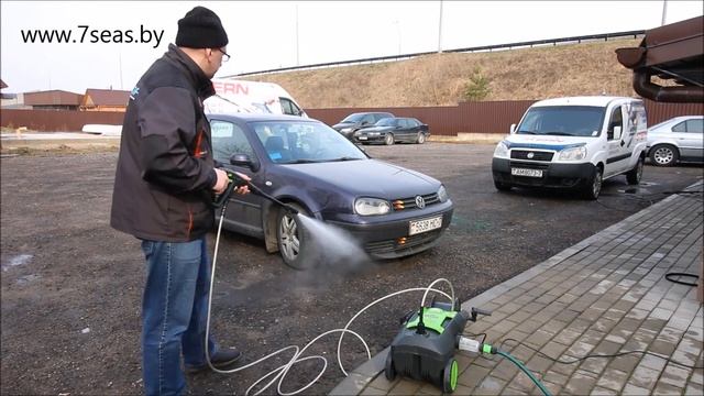 Мойка Greenworks GPWG4 - тест с подключением к сети и к бочке