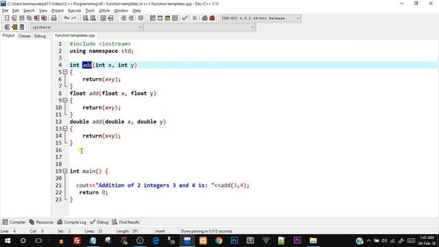 Function Templates in C++ with Program Example | C++ Programmming смотреть онлайн