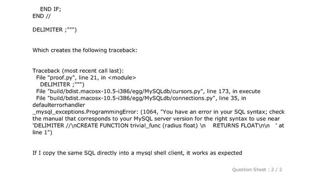 MySQL : Create function through MySQLdb смотреть онлайн