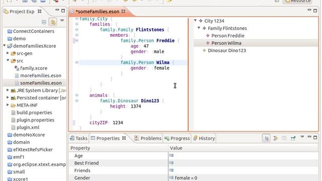 EFactory II Update - Xtext DSL for object notation, now with tree view editor and Properties sheet смотреть онлайн