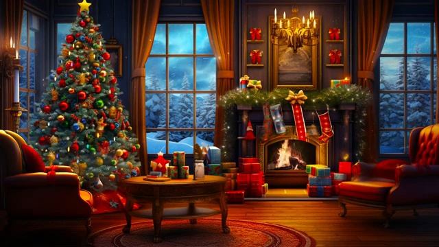CHRISTMAS IS COMING ??☃️ Fireplace Relaxing Christmas Music ❄️ Twinkling Christmas Tree смотреть онлайн