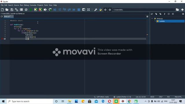example of BUBBLE SHORT PROBLEM SOLVING IN PYTHON {\} смотреть онлайн