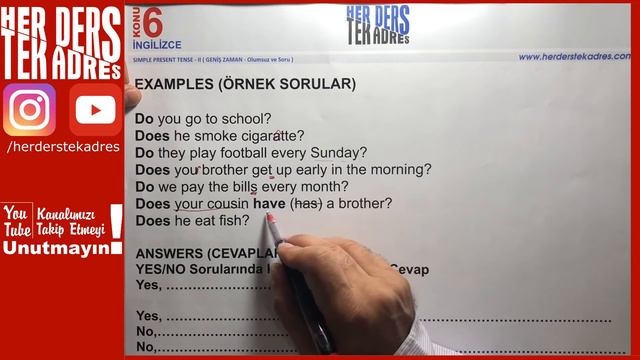 Simple Present Tense - 2 (Geniş Zaman - Olumsuz ve Soru) | İngilizce | Her DERS Tek ADRES смотреть онлайн