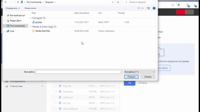 Шаг 2. Загрузка на сайт файла api.php через файл менеджер webhost1.ru смотреть онлайн