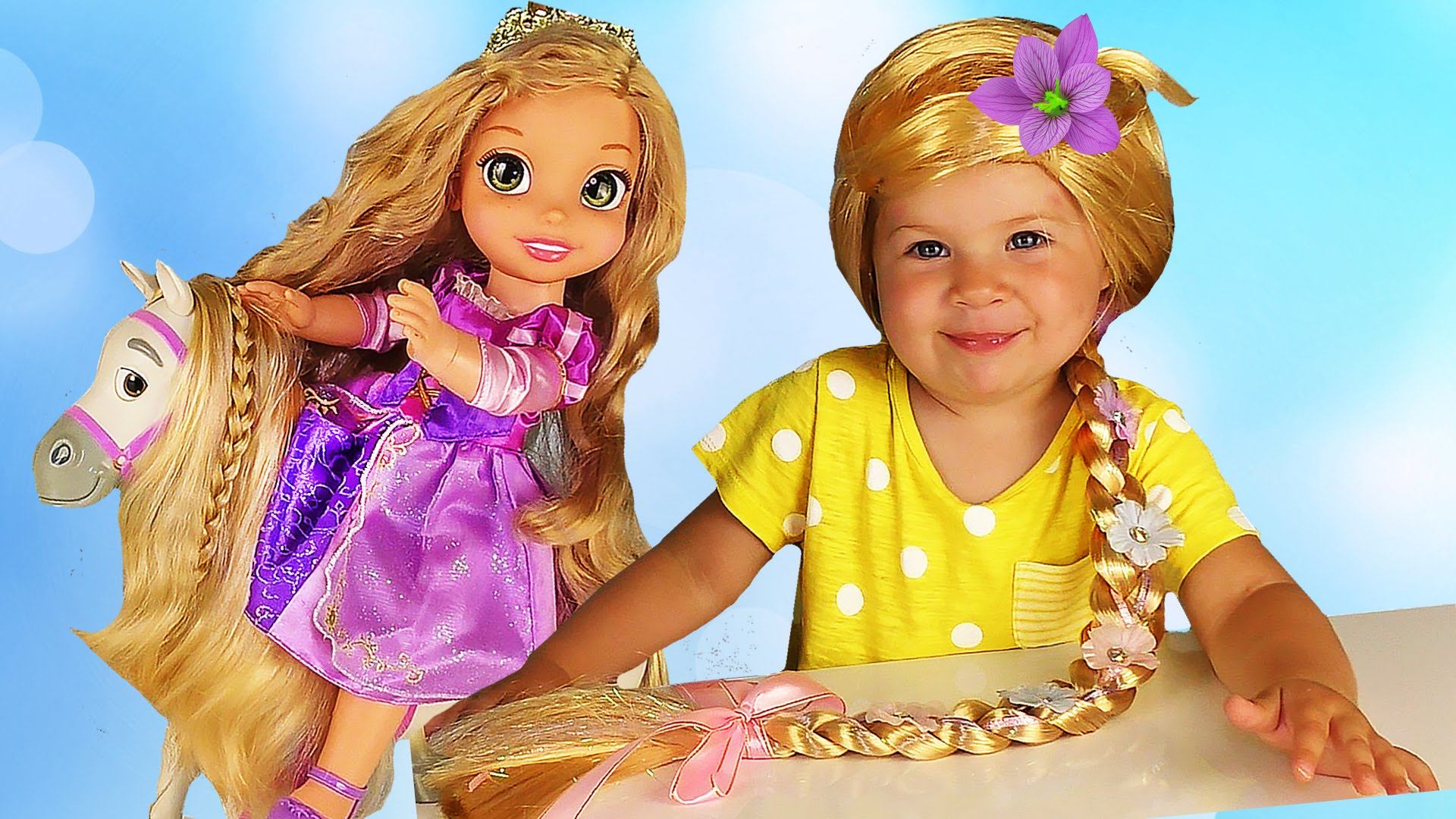 ✿ ПРИНЦЕССЫ РАПУНЦЕЛЬ Кукла с Лошадкой и Парик для Дианы Disney Princess Rapunzel doll смотреть онлайн