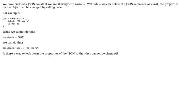 Salesforce: How to define a JSON variable with immutable properties? смотреть онлайн