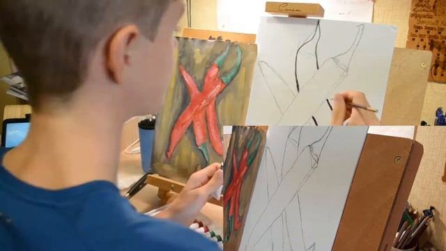 Рисуем острые перцы на столе/рисуем декор/рисуем акрилом/рисуеммакрилом на холсте/рисуем на холсте? смотреть онлайн