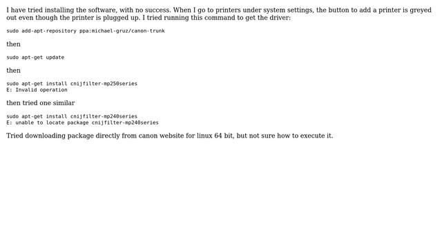 Ubuntu: How do I get my PIXMA MP250 printer to work on 14.10? смотреть онлайн