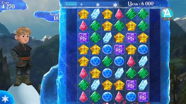 #1 Холодное сердце Звездопад Три в ряд. Disney Frozen Free Fall Snowball Fight смотреть онлайн