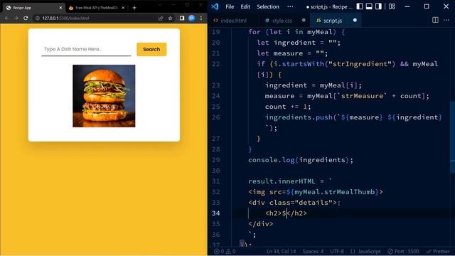 Recipe App With Javascript | MealDB API | HTML, CSS & Javascript смотреть онлайн