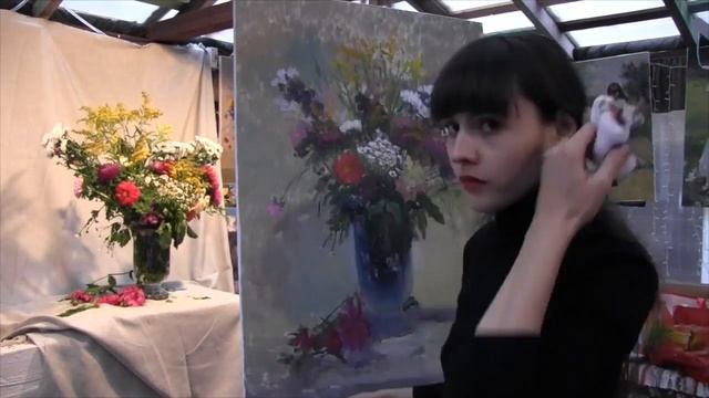 Букет цветов с натуры, художник Фания Сахарова смотреть онлайн