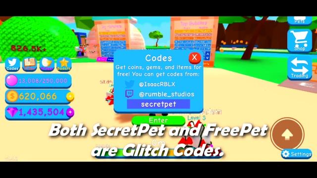 UNLIMITED ? SECRET PETS! GLITCHED CODES! DEVELOPERS NEEDS TO SEE THIS NOW! IN BUBBLE GUM SIMULATOR! смотреть онлайн
