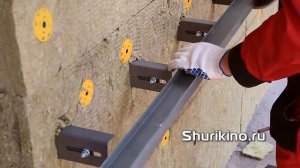 Установка горизонтального профиля по плоскости фасада Монтаж подсистемы вентфасада Ронсон-500