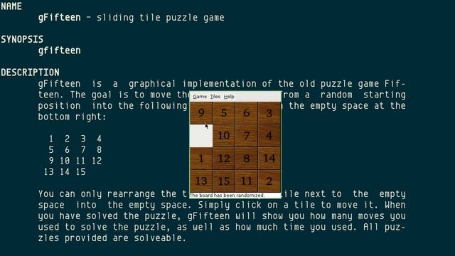 gFifteen, GTK+ 15 Puzzle game смотреть онлайн