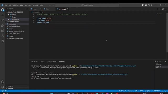 concatenation in python/Add Virat Kohli/learn python смотреть онлайн