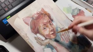 Портрет гуашью на картоне | AkiVa | Рисую под музыку |