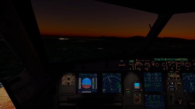 Красивы вечерний заход над горами в Анталии на Airbus A321 Turkish Airlines смотреть онлайн