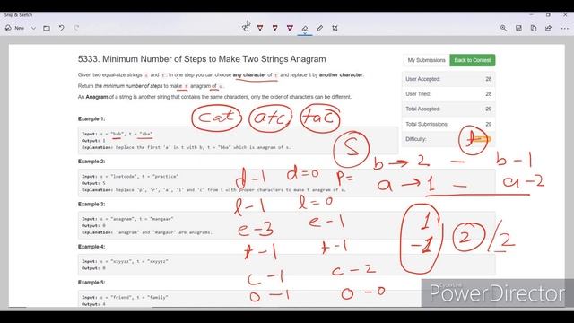 Leetcode 1347. Minimum Number of Steps to Make Two Strings Anagram смотреть онлайн