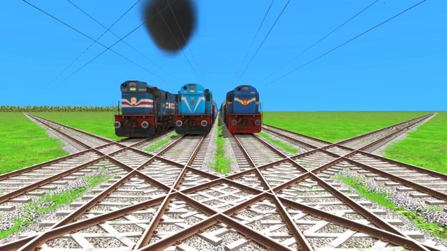 6 LINE BRANCHED DIAMOND RAILROAD CROSSING ON BUMPY RAILROAD Tracks – Indian Railways Train Simulato смотреть онлайн