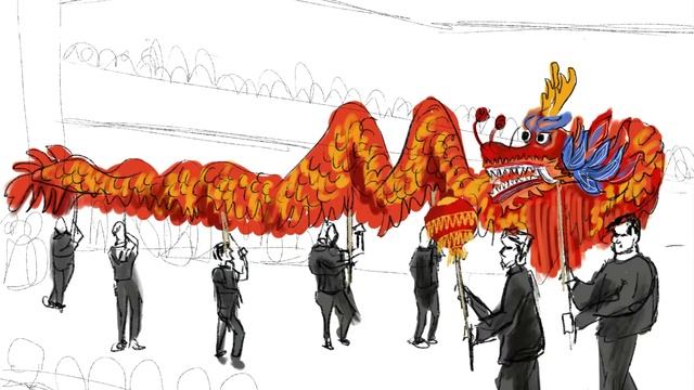 The Dragon Dance. Sketching on the Chinese New Year. IPad Pro Procreate. Urban Sketch смотреть онлайн