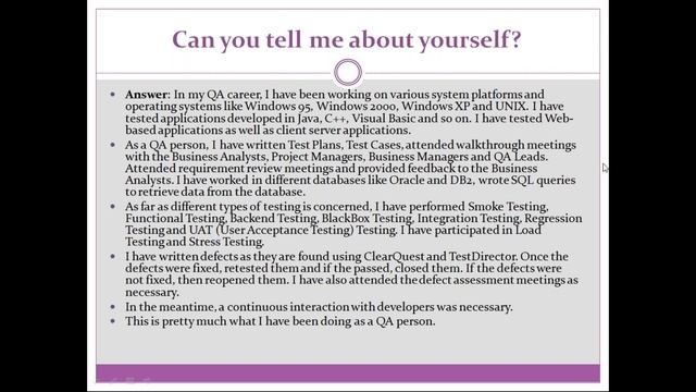 Tell me about yourself- Software Engineer QA Hadoop Big data Developer Java DBA QA analyst смотреть онлайн