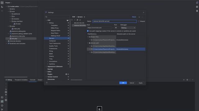 Настройка Xdebug для BitrixVM в PHPStorm на удаленном сервере (Timeweb) смотреть онлайн