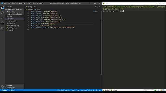 Mern Stack : Node Js Facebook OAuth login & email authentication with PassportJS - Part 1 смотреть онлайн