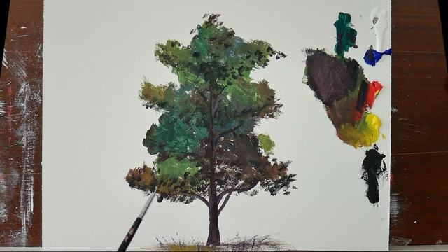 Я учусь рисовать дерево с помощью искусства Джона Магне Лисондра рисует дерево акрилом ART PAINTING смотреть онлайн