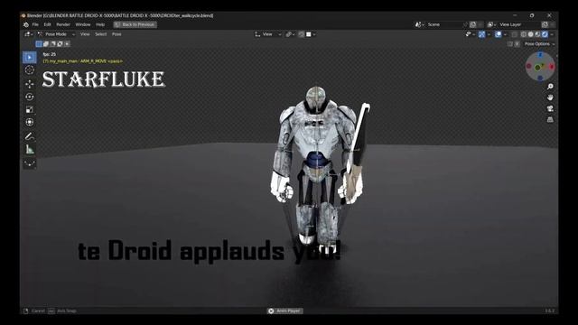 Walk Cycle White Droid - Blender 3.6 смотреть онлайн