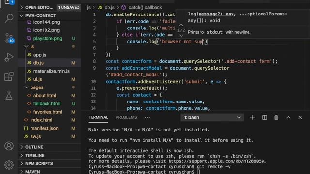 PWA Progressive Web App tutorial #27 firebase data persistence смотреть онлайн