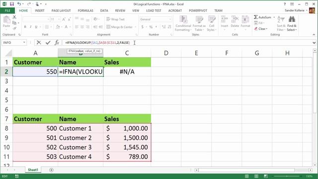 Excel formulas and functions - IFNA смотреть онлайн