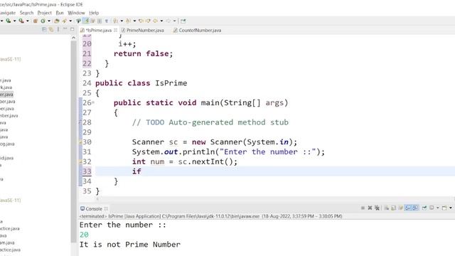 Check whether Prime number or not using Boolean method in Java смотреть онлайн